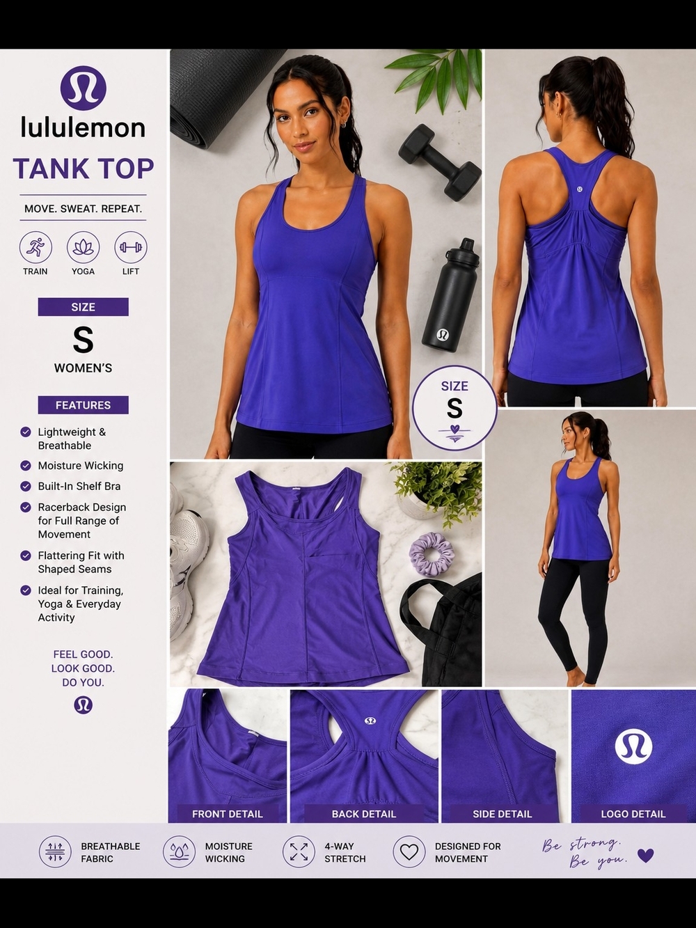 lululemon athletica Purple Racerback Tank Top Womens Size S